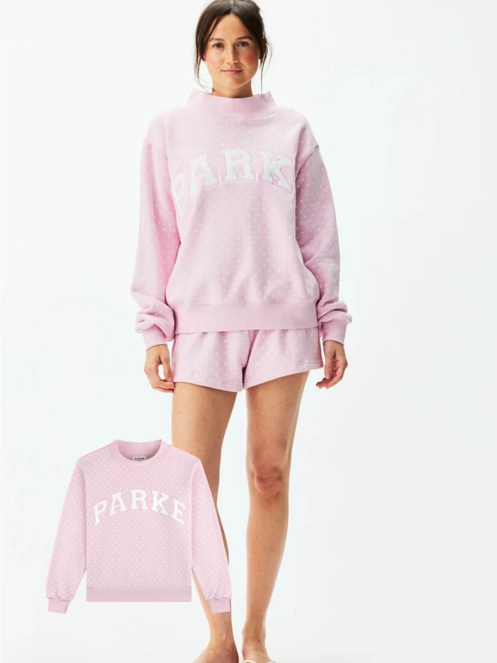 PARKE polka dot heritage varsity mock neck s/m